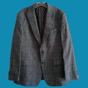 M&S Marks and Spencer Blue Windowpane Blazer NEW XL/42 Reg Preppy Academia